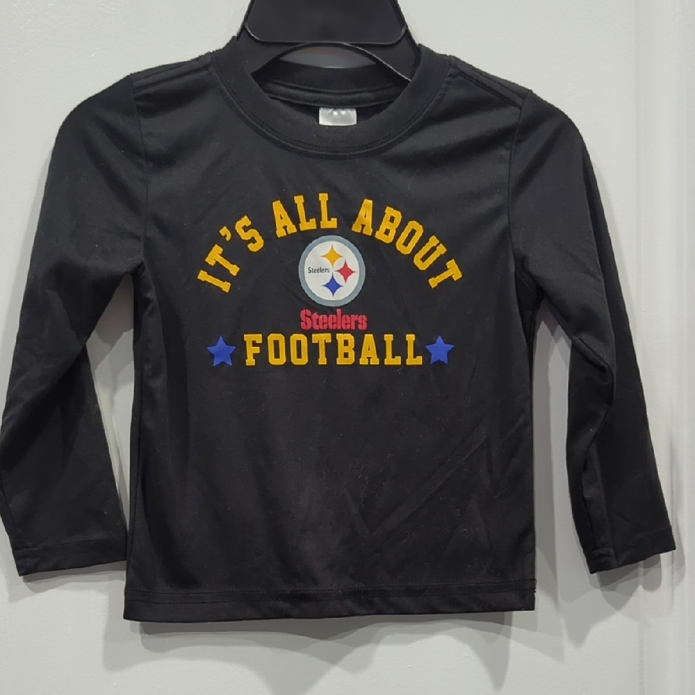 NFL Steelers Black Long Sleeve Kids Tee